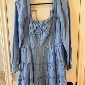 Altar'd State Light Blue Smocked Mini Dress